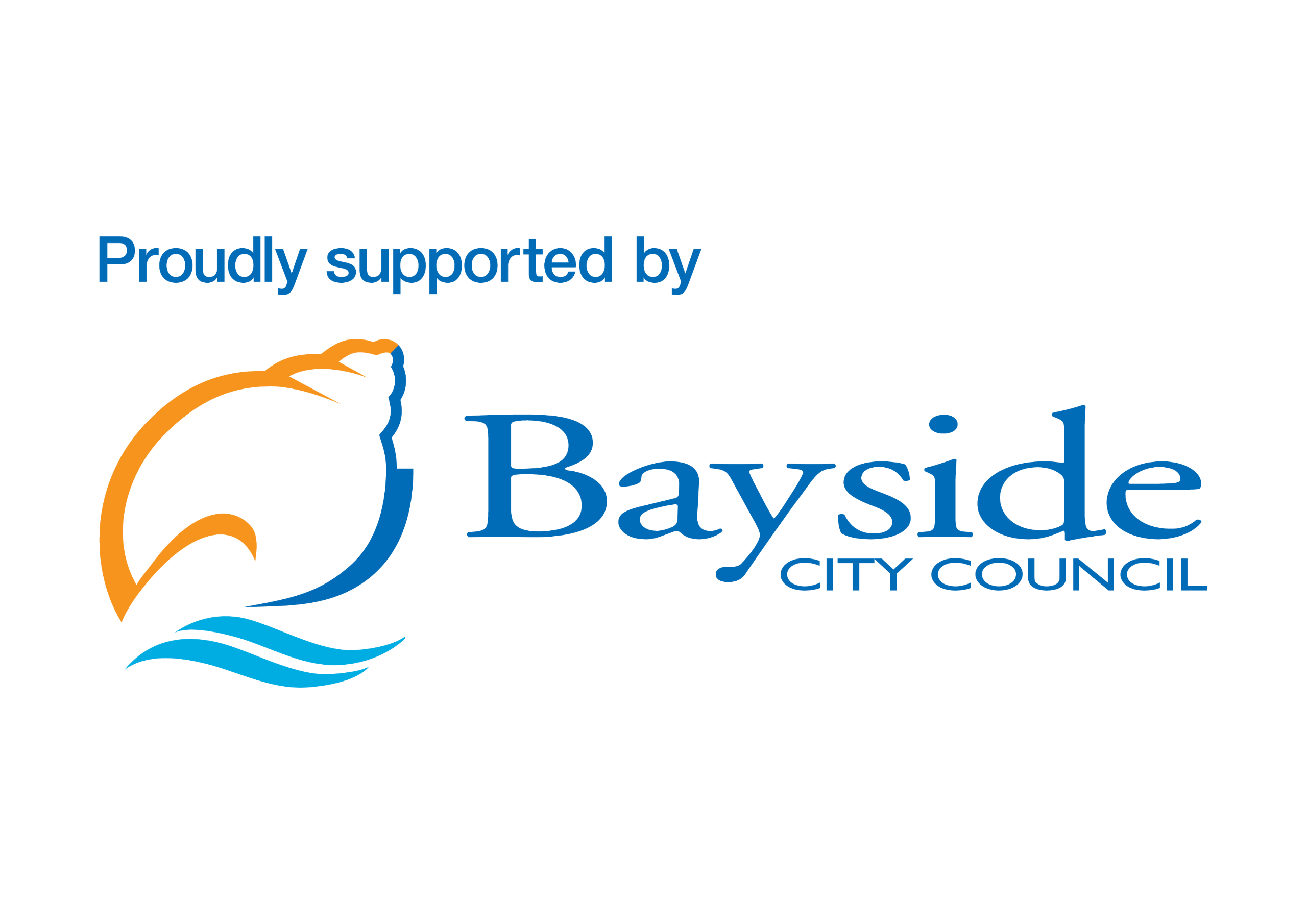The logo of Bayside City Council featuring a sea shell and the words Proudly supported by Bayside City Council